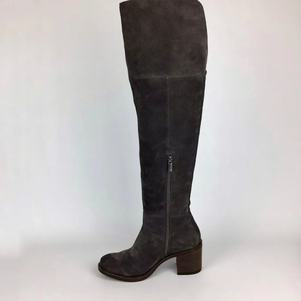 Lucky Ramsden Gray Suede Over the Knee OTK Heeled Boot 6
